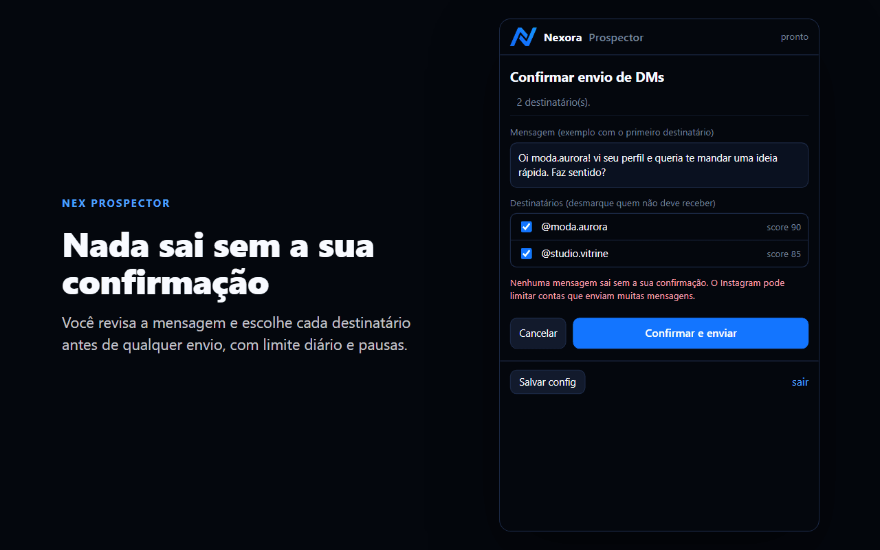Tela de confirmação de envio