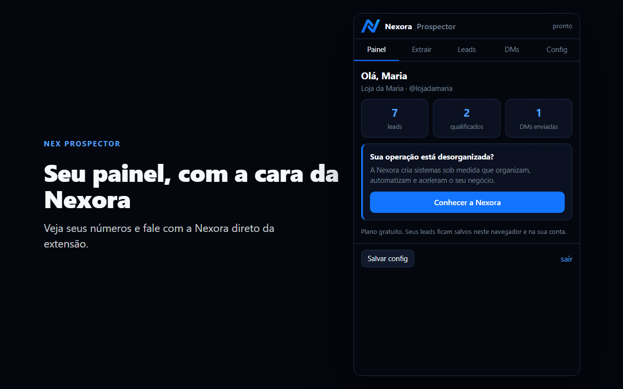 Painel do Nexora Prospector
